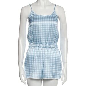 Draper James Silk Plaid Blue and White Gingham Romper